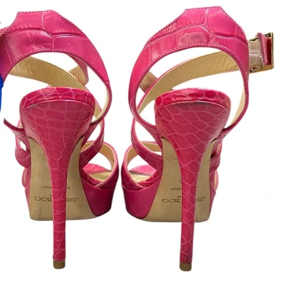 Jimmy Choo Vibrant Pink Strappy Heels - Picture 3 of 4